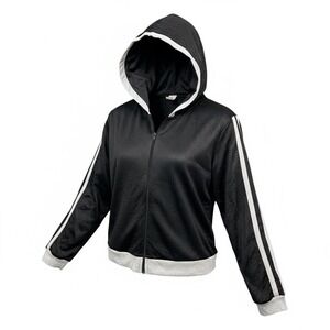 Vintage Y2K Large Black Mesh Zip Up Hoodie‎ Jacket Athletic Track Style